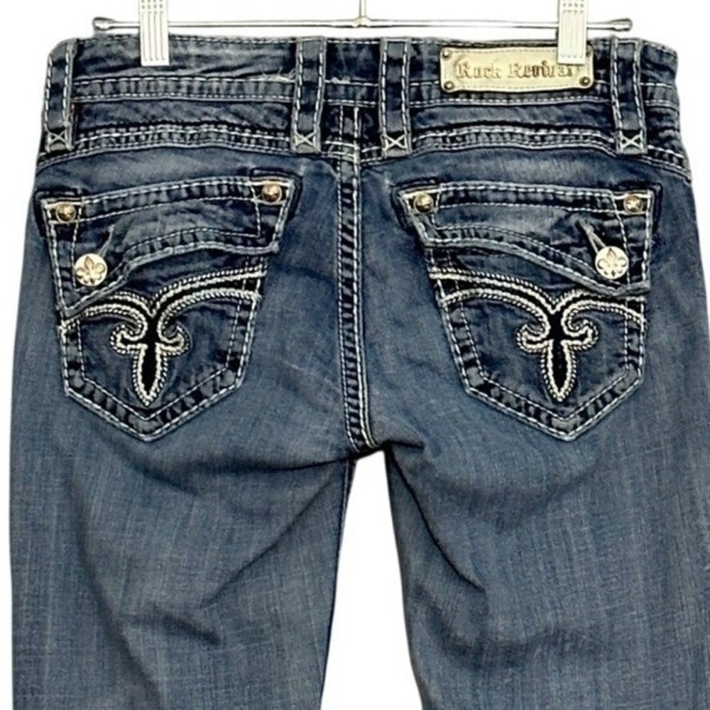 Rock Revival Women Jean 27 Johanna Straight Blue Denim Low Rise Y2K Western Edgy
